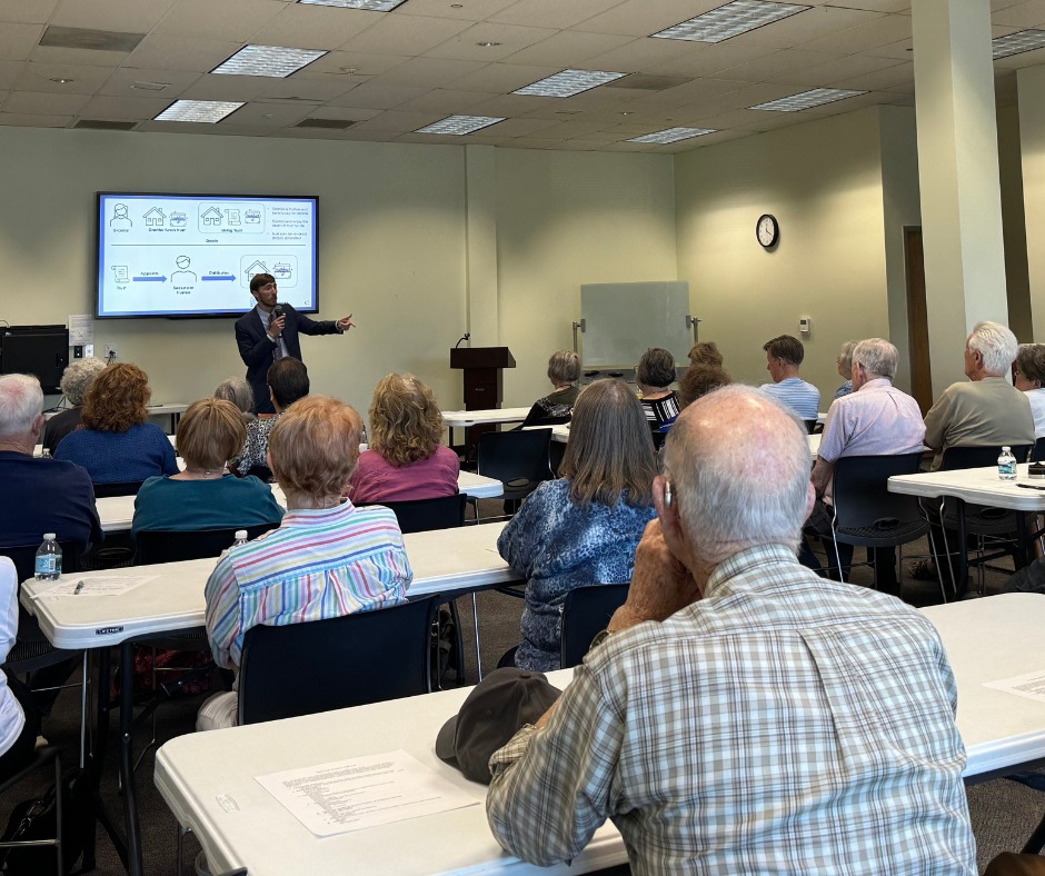 Attorney Kyle Shannon presenting the revocable living trust process to members of APSURA.